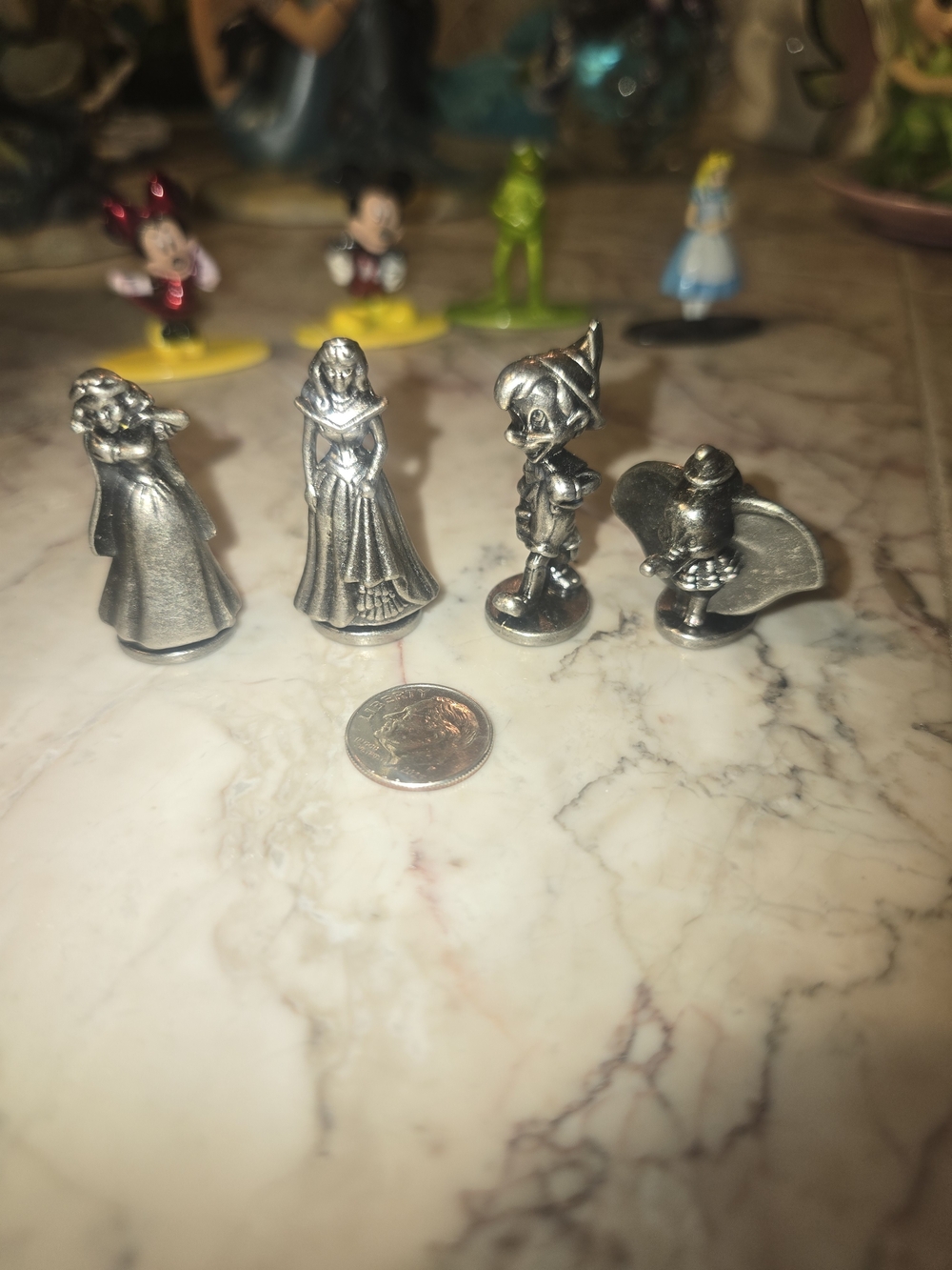 Disney Mini Metal Character Figurines in Silver Tone